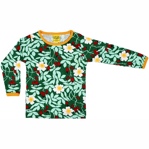 DUNS Sweden rosehip green print organic cotton top