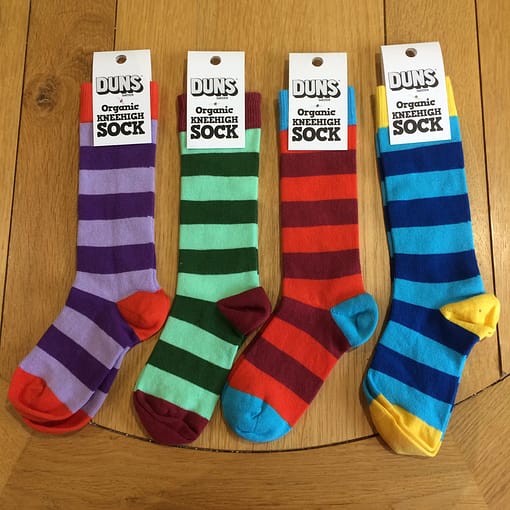 DUNS Sweden organic cotton autumn stripe knee high socks
