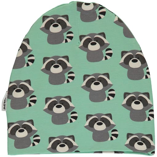 Raccoon organic cotton with velour inner beanie hat | Maxomorra (48/50)