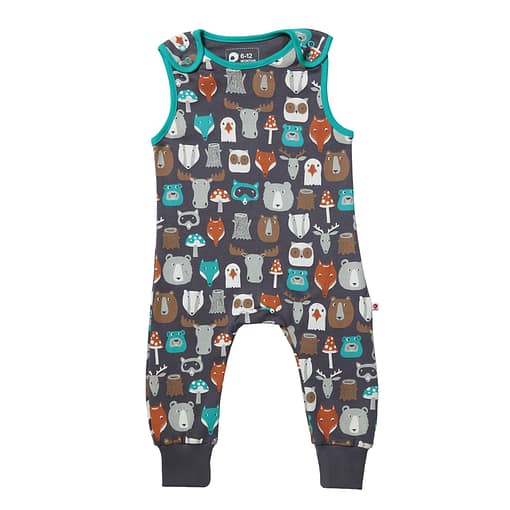 Forest friends dungarees by Piccalilly in organic cotton (92cm 18-24m)