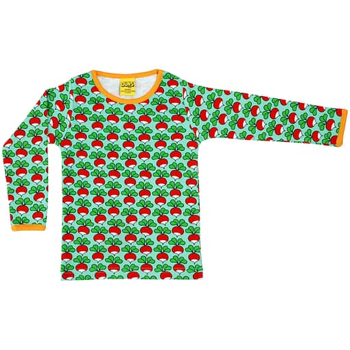 DUNS Sweden mint green spring radish print organic cotton top