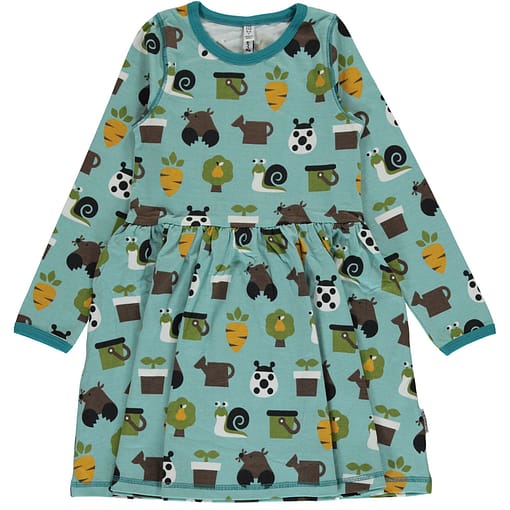 Maxomorra Garden long sleeve spin dress in organic cotton (86/92 18-24m)