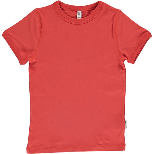 Plain rusty red organic short sleeve t-shirt by Maxomorra (134-140cm Age 8-10)