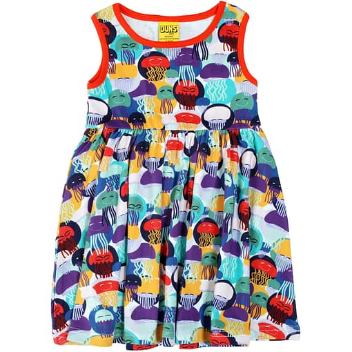 DUNS Sweden jellyfish on purple cotton sleeveless twirly dress (98cm 2-3Y)