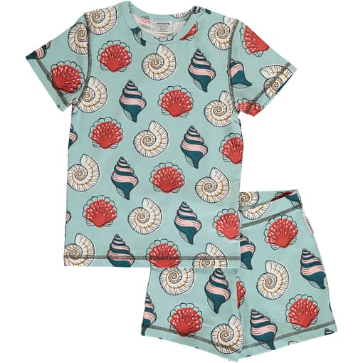 Maxomorra sea shell organic short sleeve summer pyjamas