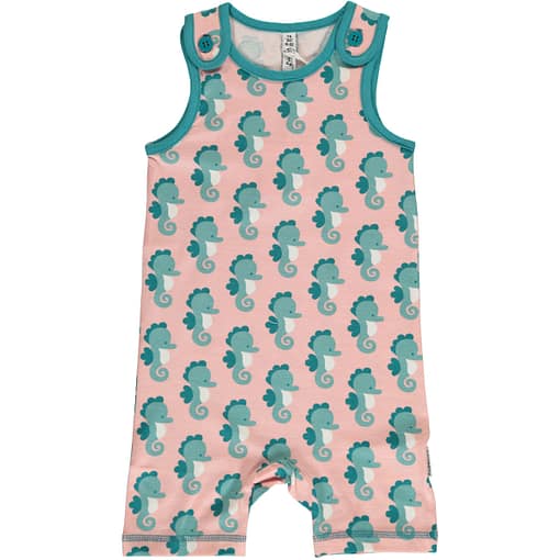 Seahorse print short dungarees by Maxomorra in organic cotton (86/92 18-24m)