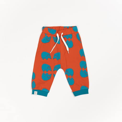 Lucca Baby Pants in Cutie rust hedgehocks design by Alba of Denmark (86cm 12-18m)