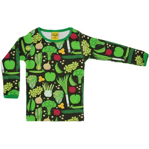DUNS Sweden Eat your Greens organic cotton long sleeved top )110cm Age 4-5)