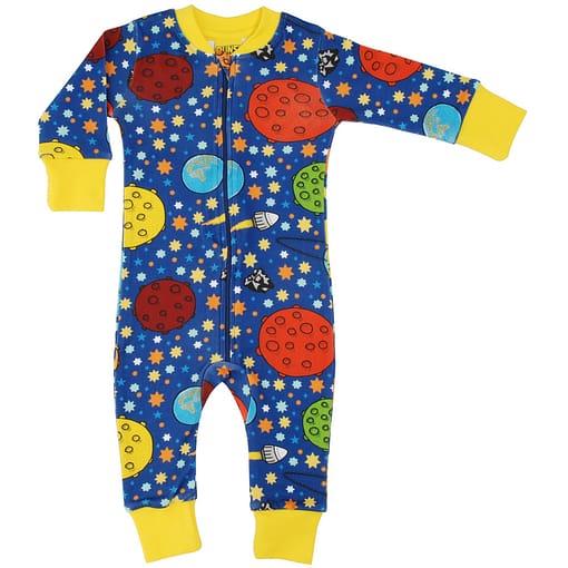 DUNS Sweden Lost in Space design organic cotton zipped onesie