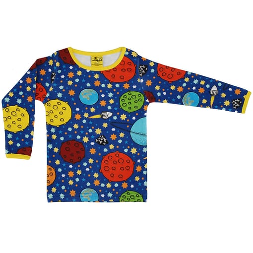 DUNS Sweden Lost in Space navy organic cotton long sleeved top