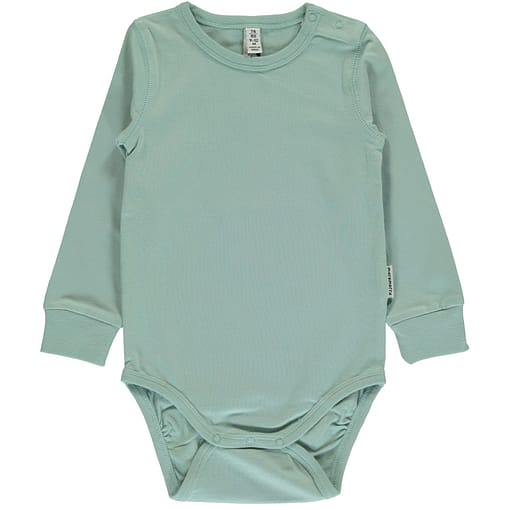 Pale blue solid long sleeve organic baby vest | Maxomorra 86/92cm 18-24m