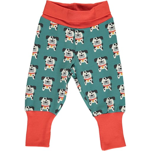 Dalmation buddy print organic cotton rib trousers ~ Maxomorra