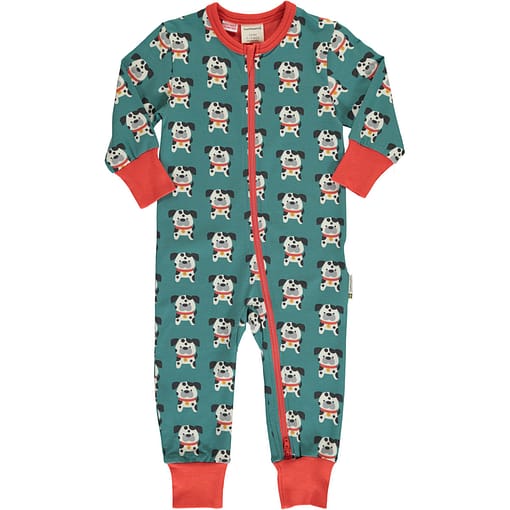 Maxomorra dalmation organic long sleeve zip romper