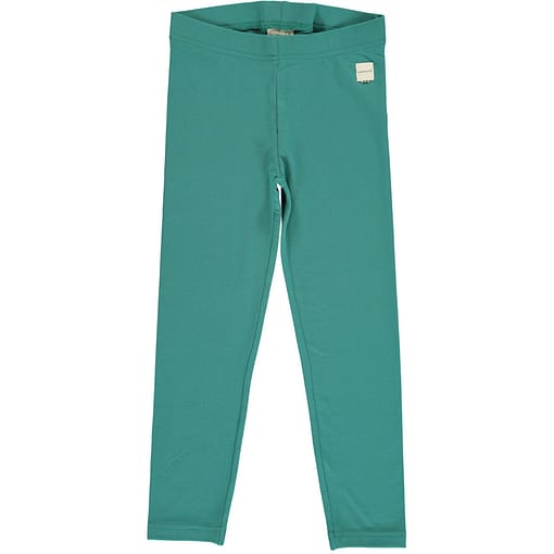 Teal solid colour organic cotton leggings from Maxomorra
