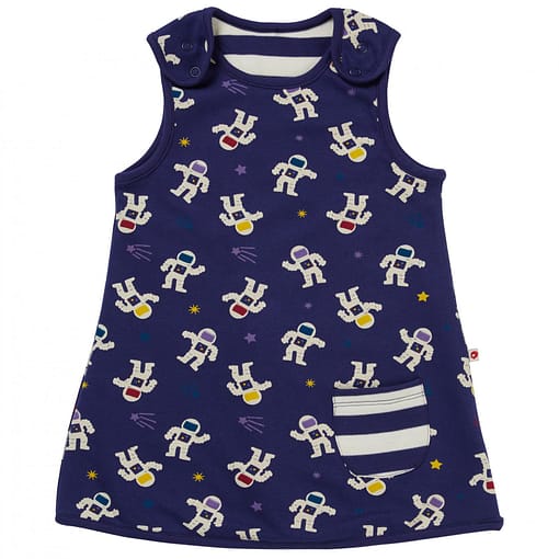 Astronaut and reversible stripe dress by Piccalilly