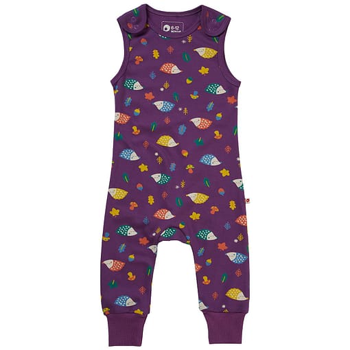 Hedgehog dungarees by Piccalilly in organic cotton (92cm 18-24 months)