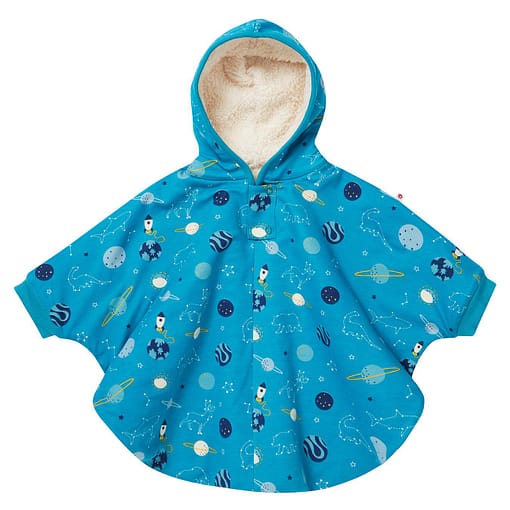 Space poncho by Piccalilly in organic cotton