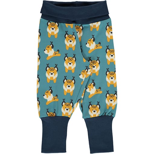 Lively lynx print organic cotton rib trousers ~ Maxomorra (86/92cm 18-24m)