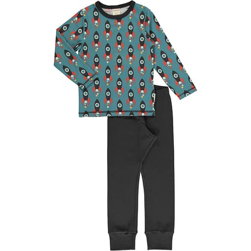 Maxomorra Moon Rocket organic cotton pyjamas (122/128cm 7-8)
