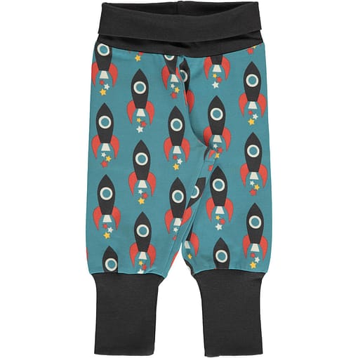 Maxomorra Moon Rocket organic cotton rib pants