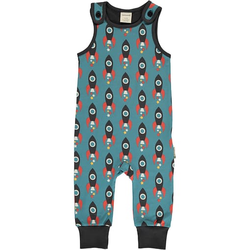 Moon rocket organic cotton dungarees - Maxomorra