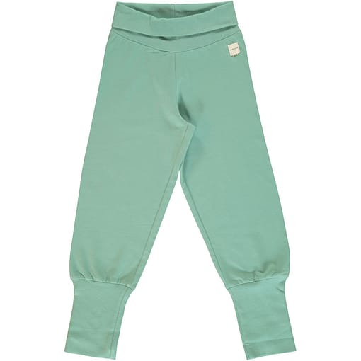 Maxomorra soft teal rib pants organic cotton ~ solid