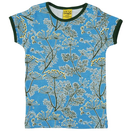 DUNS Sweden dill on blue organic cotton t-shirt (140cm 9-10 years)