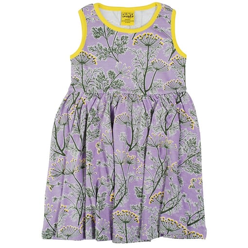 DUNS Sweden Dill on violet organic cotton sleeveless twirly dress (146cm 10-11 years)