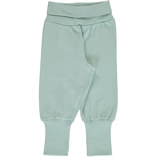 Maxomorra icy blue rib pants organic cotton ~ solid