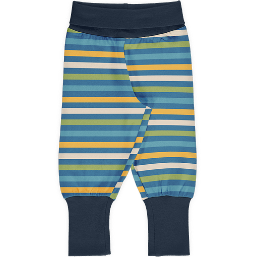 Maxomorra ocean stripe rib pants organic cotton