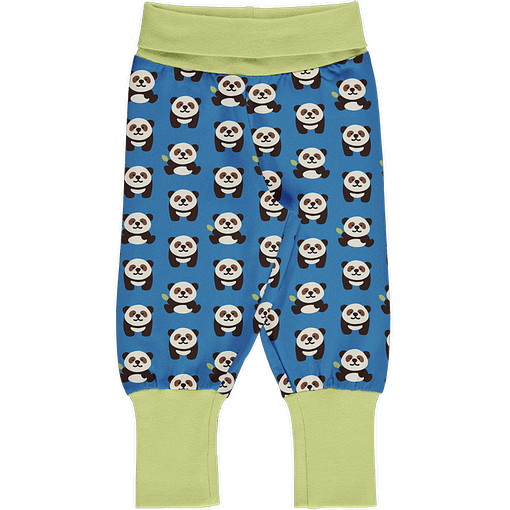 Playful Panda print organic cotton rib trousers ~ Maxomorra (86/92cm 18-24 months)