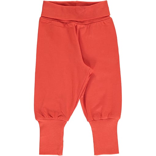 Maxomorra rowan red rib pants organic cotton ~ solid