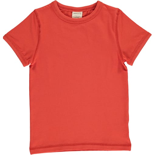 Rowan red basics short sleeve organic t-shirt by Maxomorra