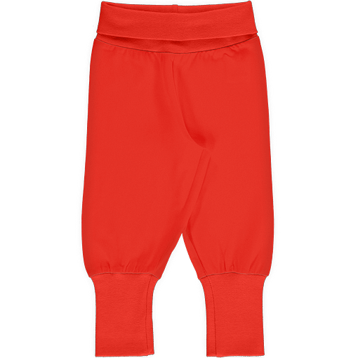 Maxomorra 'poppy red' rib pants organic cotton ~ solid (98/104cm 3-4 years)