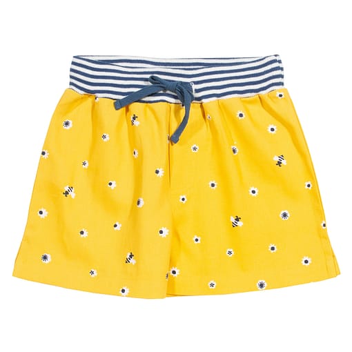 Honey bee shorts in sunny yellow organic cotton by Kite