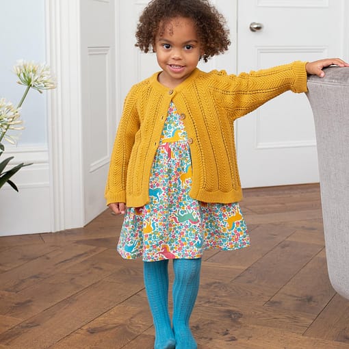 Kite blue cable rib tights in organic cotton (1-2 years) - Image 2