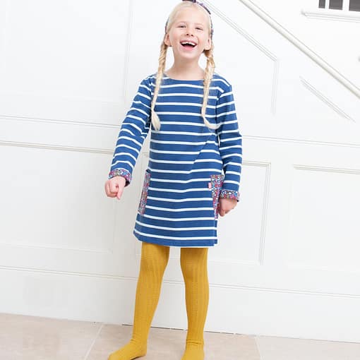 Kite mustard yellow cable rib tights in organic cotton (8-10 years) - Image 2