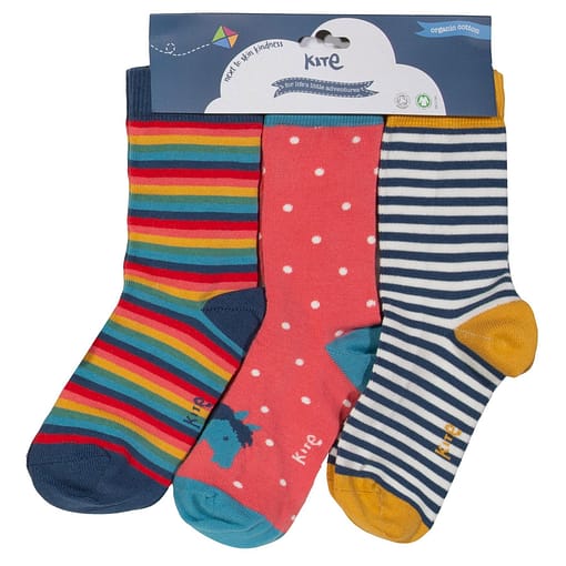 Pony socks in organic cotton by Kite - 3 pack (UK shoe 6-8)