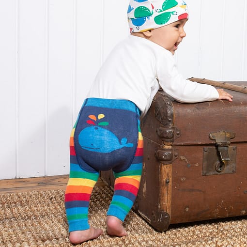 Kite rainbow stripy knit leggings in organic cotton - Image 3