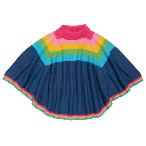 Kite poncho rainbow knit