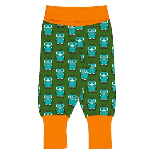 Maxomorra rib pants robot green