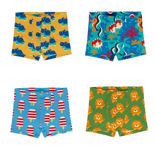Maxomorra boxer shorts hippo lion coral reef ice cream