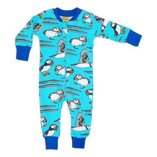 DUNS Sweden blue puffin zipsuit