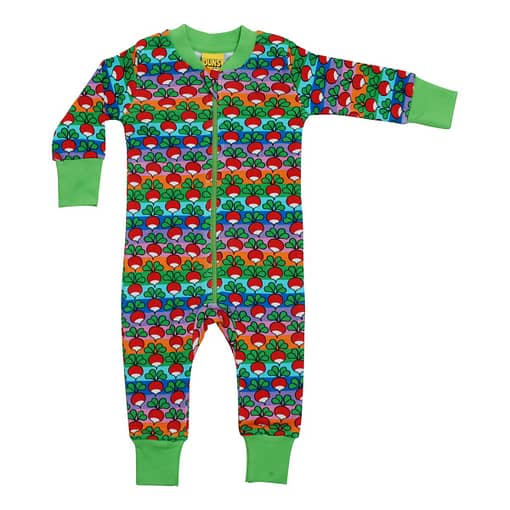 DUNS Sweden zipsuit - autumn rainbow radish stripes