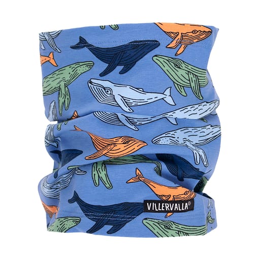 Villervalla neck scarf whales - blue