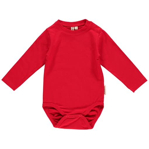 Maxomorra Bright red unisex long sleeve baby vest