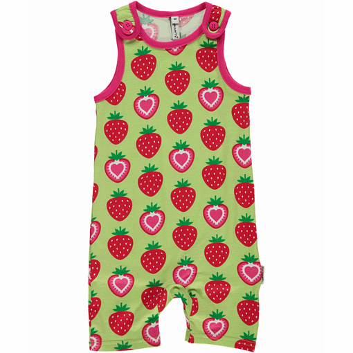 Strawberries print shorts dungarees by Maxomorra
