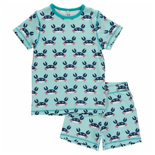 Maxomorra organic summer short sleeve pyjamas in crabs print (18-24 months) 1