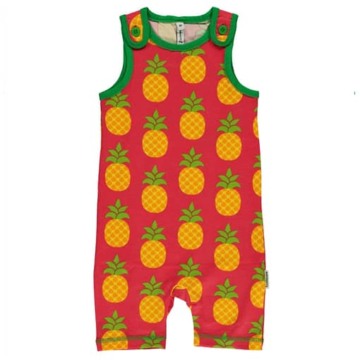 Pineapple short playsuit dungarees by Maxomorra in organic cotton (6-9 months) 1