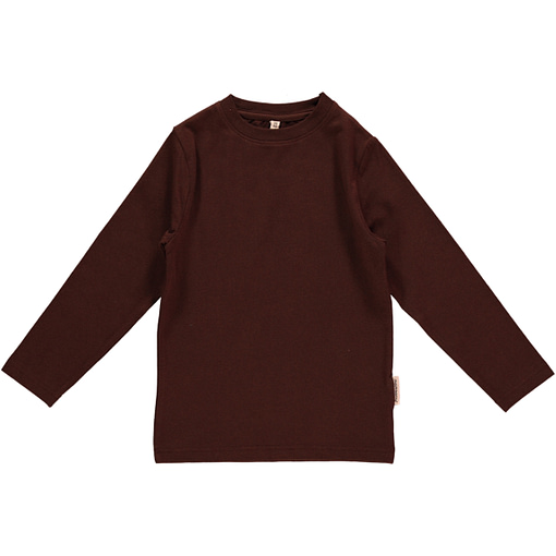 Plain dark brown long sleeve top by Maxomorra in organic cotton 1